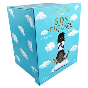 Boîte d'emballage de figurine jouet LABUBU en cuir PU bleu personnalisé avec couvercle | Étui à chaussures cadeau de dessin animé en <span class=keywords><strong>bois</strong></span> imprimé UV - Product Image 1