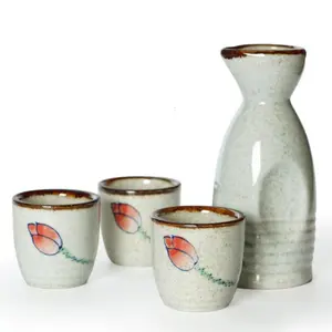批发传统日式瓷器热清酒酒瓶6杯陶瓷清酒套装