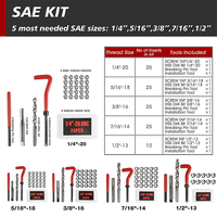 Kit de réparation de filetages métriques et SAE SOOLU 261 pièces en acier HSS, tailles 5/16 ", 3/8 ", 7/16 ", 1/2 ", M5-M12 pour la réparation de moteurs automobiles