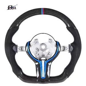 M Performance For M5/F10 F11 F18 F12 F13 BMW Blue Cover Plate Carbon Fiber Leather Steering Wheel Interior Accessories For Cars