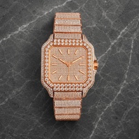 Montre automatique mécanique pour homme avec verre saphir, design bicolore, testée au diamant, sertie de moissanite VVS1 couleur D