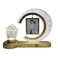 Lampe de table créative avec cadre photo, décor photo, souvenir de mariage, base en métal doré électroplaqué, logo personnalisé