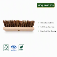 Brosse de nettoyage de sol en poils naturels de 30 cm avec base en bois de hêtre et support de poignée robuste