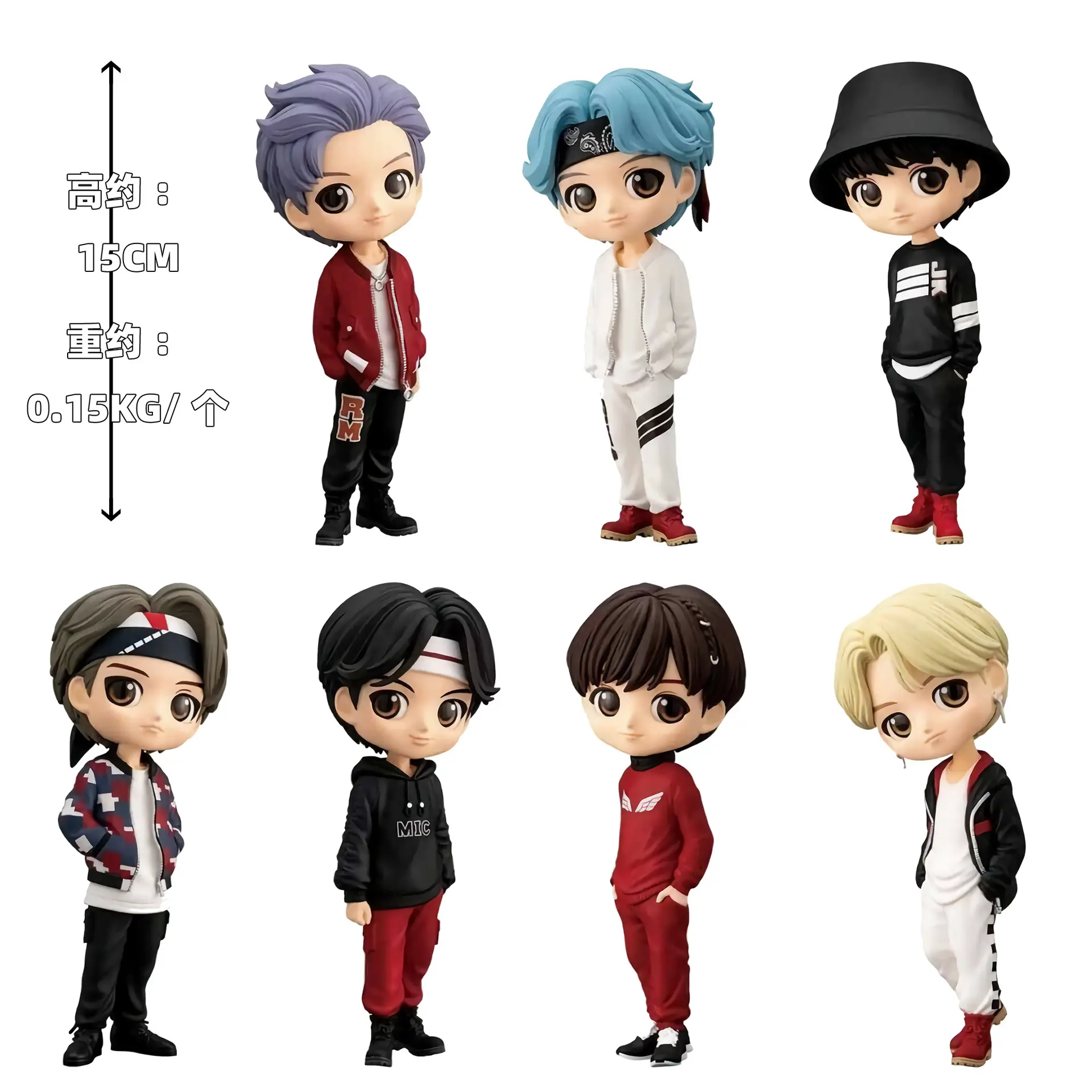 7pcs/set 15cm Kawaii KPOP Star TOP Group Bangtan Boys PVC Figure Toys Groups Action Figures Dolls Xmas Gift for Fans Girls