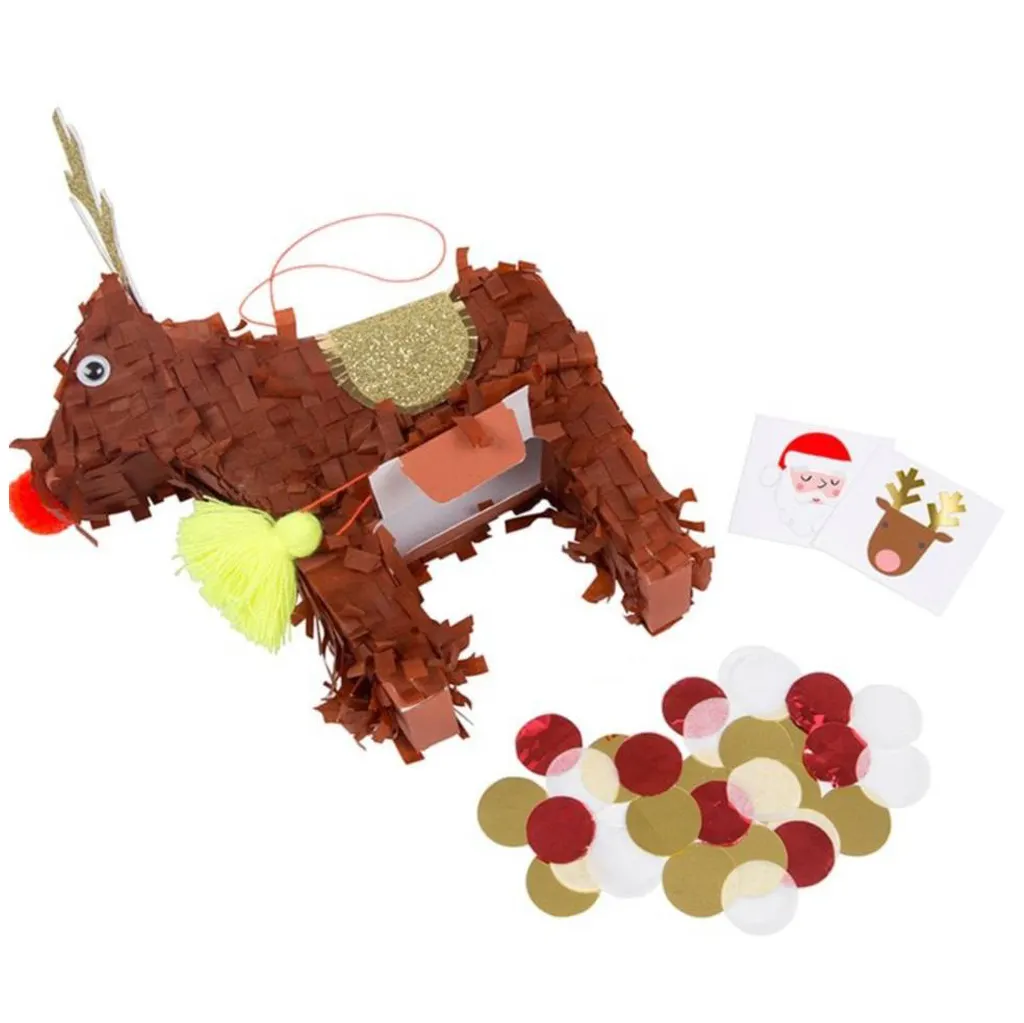 Nicro Custom Foil Tassel Christmas Reindeer Theme Baby Girl Birthday Party Favor Toy Confetti Wholesale Mini Pinata For Kids
