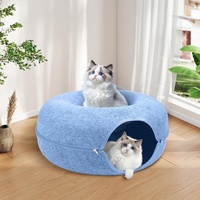 Lit pour chat en feutre OEM ODM, tunnel et donut, détachable, maison-caverne légère et portable pour animaux de compagnie