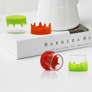 Clear Round 6ml <b>Glass</b> <b>Jar</b> with Water Drop Silicone Lid and Custom Logo for Concentrate Oil Storage - Product Image 1