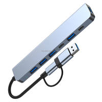 Hub USB-C 7 en 1 con Aleación de Aluminio, Puertos USB 3.0 y 4 USB 2.0, Estación de Acoplamiento Tipo-C 2.0 para Laptops - En Stock