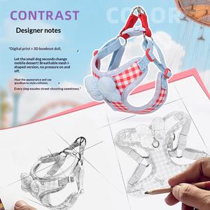 Nueva Correa <span class=keywords><strong>para</strong></span> Perro, Correa de Pecho <span class=keywords><strong>para</strong></span> Cachorro, Bixiong Shiba Schanery, Transpirable, con Diseño a Cuadros, <span class=keywords><strong>para</strong></span> Pasear Perros al Aire Libre - Product Image 2