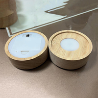Base de lampe en bois, support de lampe LED sans fil, bases de lampe en bois rondes, lampes sans fil, supports en bois, support de lampe de table