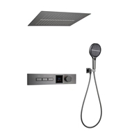 Ensemble de douche de luxe pour plafond, 3 modes, pomme de douche encastrée à effet pluie, 400*400 mm, système de robinetterie thermostatique