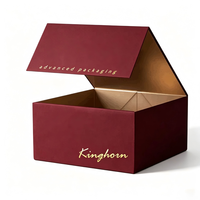 Boîte cadeau magnétique de luxe personnalisée bordeaux, emballage rigide en papier pliable et peu encombrant pour vêtements