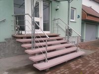 Rampe d'escalier extérieure en acier inoxydable, 1 m de long, 0,9 m de haut, avec 2 poteaux, anneaux de main courante, 2 barres transversales, angle réglable (11 kg)