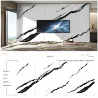Panel Dinding Marmer Putih Hitam untuk Latar Belakang TV, Pelapis Dinding Dekoratif, Dekorasi Interior