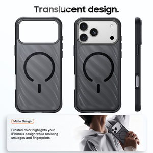 Funda Magnética Translúcida Mate con Textura de Rayas TPU+PC para iPhone 18 17 16 15 Pro Max, Protección de Lente a Prueba de Golpes - Product Image 2