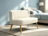 Canapé d'angle en tissu capitonné Ricewhite avec pieds en bois naturel, design moderne durable, compact pour les petits espaces, sans accoudoirs, certifié BSCI
