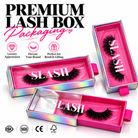 Boîte d'emballage personnalisée pour cils en grappe, kit de cils en grappe, boîte cadeau holographique avec logo personnalisé, emballage coulissant pour marque de cils