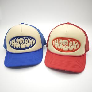 Casquette de camionneur unisexe à 5 panneaux en mousse et maille brodée avec motif de lettres imprimées en relief, style sportif pour adultes, utilisation en extérieur - Product Image 5