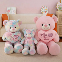 Ours en peluche géant mignon avec ruban et cœur, en polyester et coton PP, jouet, poupée, oreiller, cadeau, 31cm-50cm, vente en gros