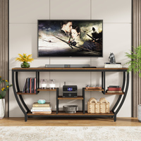 Meubles de salon Tribesigns, style moderne, accent industriel, table console derrière le canapé de 180 cm, grande, avec rangement