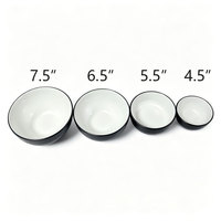 Plats en mélamine HCMA bicolores avec bord noir, plats ronds pour apéritifs, salades, pâtes, desserts, céréales, collations, pour restaurants et hôtels
