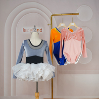 Populaire à la mode enfants filles string manches longues filles velours Ballet jupe justaucorps robe Costume