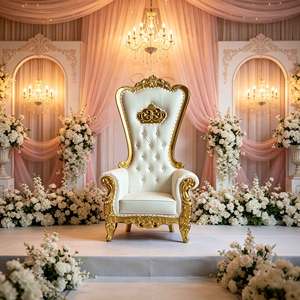 Sedia Nuziale <span class=keywords><strong>in</strong></span> <span class=keywords><strong>Legno</strong></span> Massello Stile Europeo con Schienale Alto, <span class=keywords><strong>Sedie</strong></span> Trono Reali Durevoli per Eventi, Banchetti, Hotel, Ristoranti o Salotti - Product Image 1