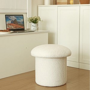 Mushroom Shaped <b>Storage</b> <b>Stool</b> Milky White Home Ottoman Seat <b>With</b> Lid For Living Room Bedroom - Product Image 3
