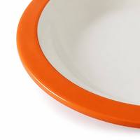 Bol en mélamine orange vif à large bord et centre blanc profond, qualité alimentaire, brillant, pour service, vente en gros OEM