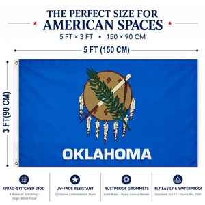 Großhandel 3x5 FT Amerikanische Oklahoma-Staatsflagge Bestickt und Genäht 210D Hochbelastbares Nylon-Gewebe mit Messingösen Wetterfest - Product Image 2