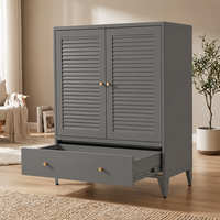 Meuble à chaussures moderne et élégant sur pied avec 2 portes battantes, étagères réglables, armoire de rangement en acier pour salon, multi-scénarios