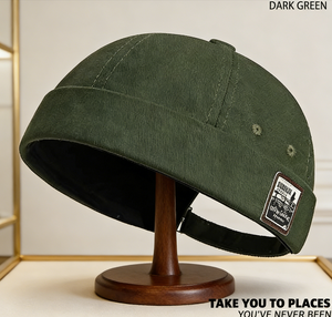 Cappello Docker Vintage Beige in Poliestere Unisex Casual Streetwear Traspirante con Ricamo in Tessuto e Design con Lettere - Product Image 5