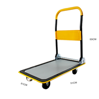 Plataforma de acero resistente Carro de camión Ruedas giratorias de grado Carro de mano plegable para carga y almacenamiento Placa base reforzada