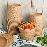 Contenants alimentaires jetables en papier kraft biodégradable, impression de logo personnalisée, écologiques, bols à salade et à nouilles à paroi simple
