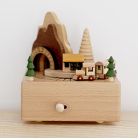Boîte à musique carrousel gonflable en bois de haute qualité pour enfants, idéale pour les 2-7 ans, cadeau fait main par AZ-220 – Vente Flash
