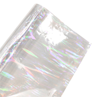 Film PVC irisé orange holographique laser arc-en-ciel imperméable transparent de 12*53 pouces 0,5 mm pour projets de couture