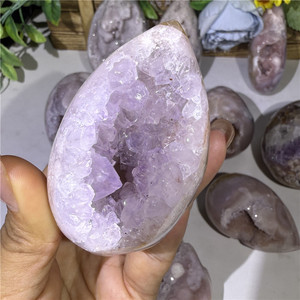 Oeufs en Agate Druzy Naturelle Cristal Géode Cluster Oeufs Rose Améthyste Oeufs Druzy pour Décoration Intérieure Cadeau et Décoration - Product Image 2