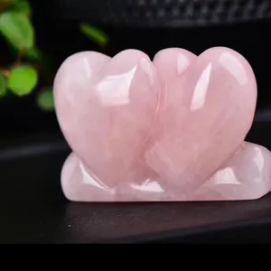 Натуральный розовый кварц, двойное сердце, розовый кристалл, лечение камня в подарок 1 покупатель