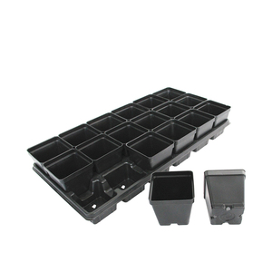 Pots à fleurs en plastique de couleur noire, jardinières, plateaux pour pots, petits pots carrés pour plantes succulentes - Product Image 2