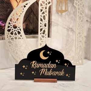 Insegna in Acrilico Ramadan Mubarak Decorazione Casa a Tema Islamico Mese Sacro Regalo Ramadan Mubarak con Moschea - Product Image 1