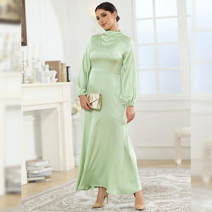 Travel Mint Color Dress Long Sleeves <b>Abayas</b> <b>Women</b> Muslim Green Evening Dresses - Product Image 2