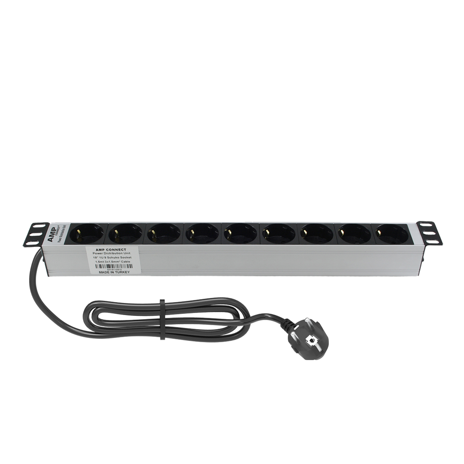 HB-DIGITAL Multiprise 19 Pouces 7 Prises pour Armoire de Serveur 1U - Profilé en Aluminium 230 VAC / 16 A - pour armoires réseau, Racks de Serveur avec Fixation - Distribution d'énergie COM