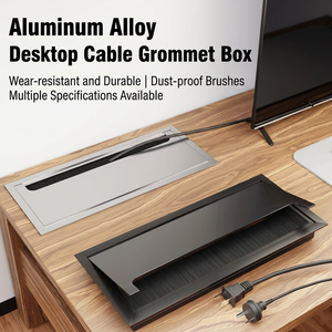 Passacavo in Lega di Alluminio con Chiusura Ammortizzata <span class=keywords><strong>e</strong></span> Coperchio a Ribalta per Gestione Cavi, Scatola Passacavi per Scrivania da Ufficio - Product Image 4