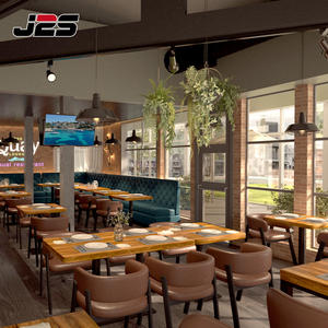 Juego de Muebles Duraderos para Restaurante Chino Comercial J2S, Mesa de Madera Maciza, Silla de Cuero Marrón, para Hotel, Bistro, Cafetería - Product Image 1