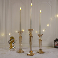 Großhandel Kristallglas Champagner Gold-Kerzenhalter für Hochzeit hochwertig Esszimmer Festival Party Dekoration