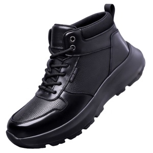 Bottines pour hommes en cuir véritable, bout rond, doublure en polaire, semelle en caoutchouc, chaussures d'hiver à semelle épaisse, chaussures décontractées d'extérieur - Product Image 2
