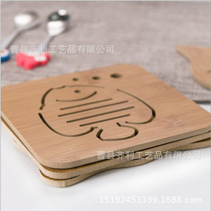 Posavasos de Bambú con Diseño Hueco Irregular, Aislante del Calor, Antideslizante, para Ollas y Platos, Duradero, Estilo de Dibujos Animados - Product Image 5