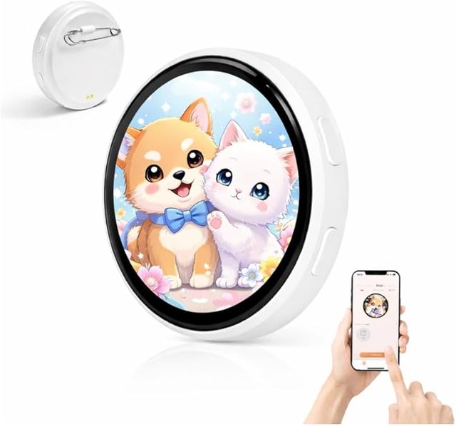2026 New AI Smart Digital Pin 1.85inch HD Display Bluetooth Upload Electronic Badge Long Battery All Day Wearable Pendant Backpa