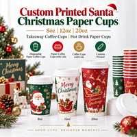 Gobelets à café en papier jetables avec couvercles 8oz 12oz 20oz Gobelets à café à emporter pour Noël Gobelets à café en papier pour boissons chaudes Impression personnalisée