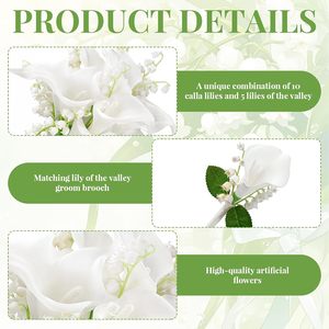 Boutonnière et <span class=keywords><strong>bouquet</strong></span> <span class=keywords><strong>de</strong></span> demoiselle d'honneur artificiels en lys blancs, fleurs réalistes pour mariage ou cérémonie, anniversaire - Product Image 3
